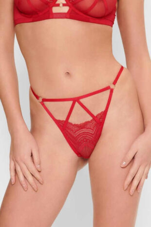 Dámská sexy tanga v červeném provedení se strappy pásky