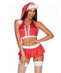 Vánoční erotický kostým Ms Claus v červeno-bílém provedení