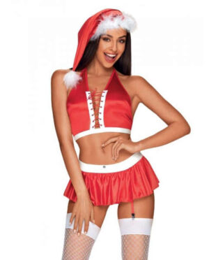 Vánoční erotický kostým Ms Claus v červeno-bílém provedení