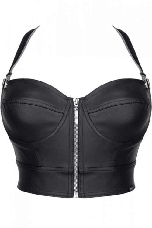 sexy top v imitaci černé kůže