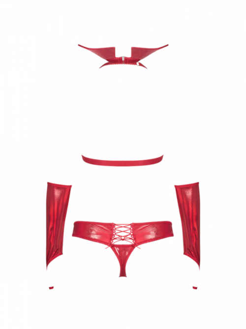 erotický červený kostým 4-dílný